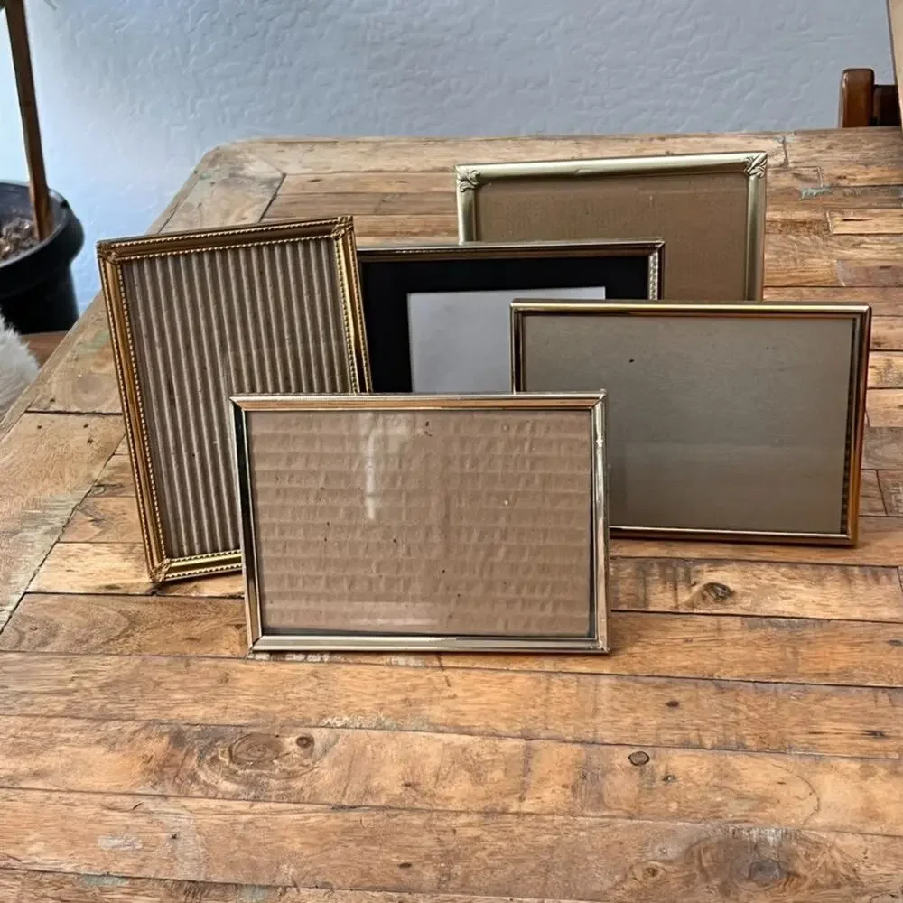 Collection Of Vintage Gold Toned Metal Picture Frames